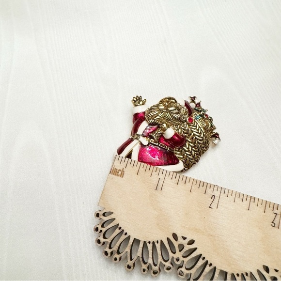 Christmas Santa High-End Enamel Vintage Figural Pin Brooch - Picture 12 of 12